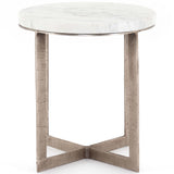 Lennie Round Nightstand, Brushed Nickel-Furniture - Accent Tables-High Fashion Home