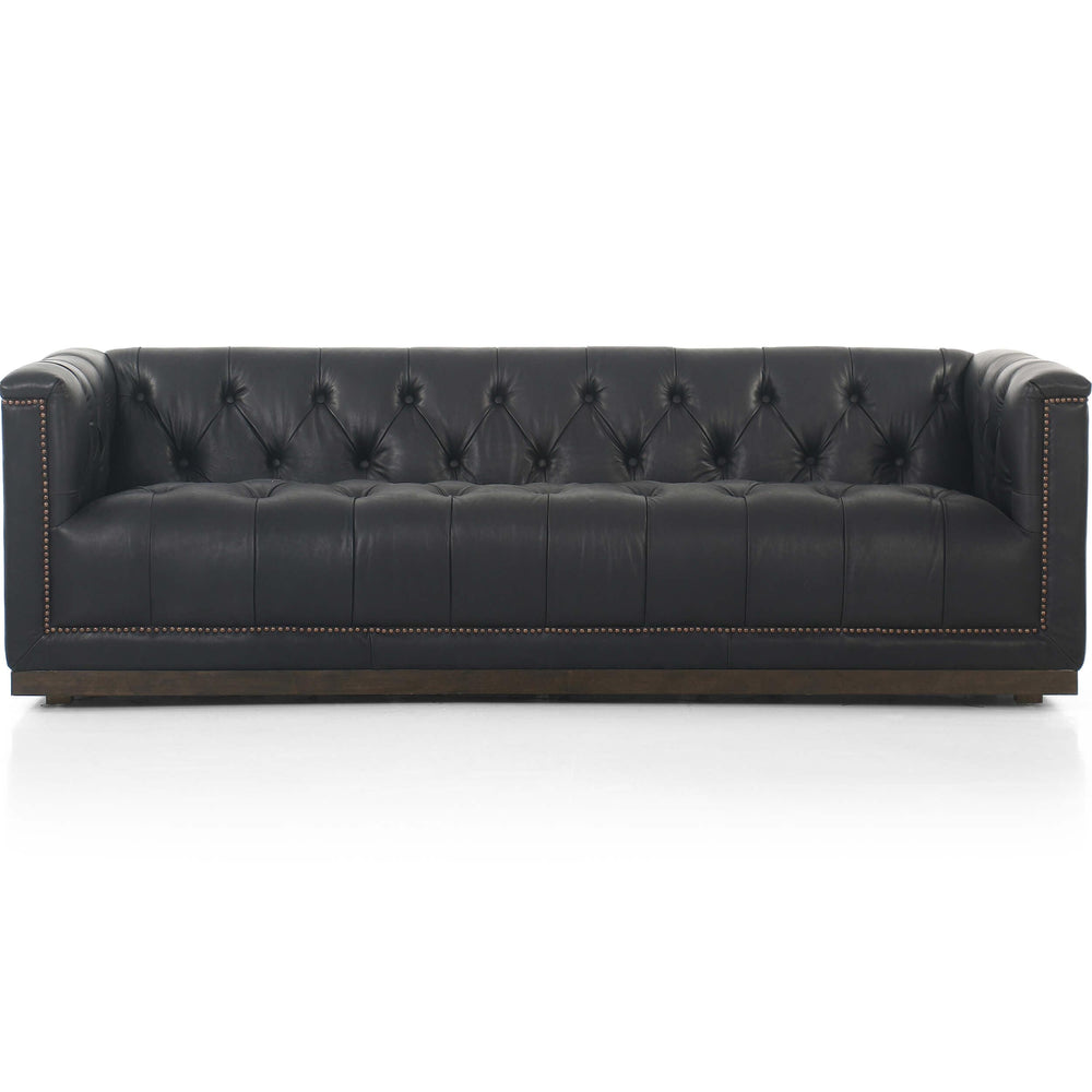 Maxx Leather 86" Sofa, Heirloom Black-Furniture - Sofas-High Fashion Home