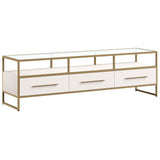 Venice Media Console, Oyster Shagreen-Furniture - Storage-High Fashion Home