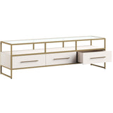 Venice Media Console, Oyster Shagreen-Furniture - Storage-High Fashion Home