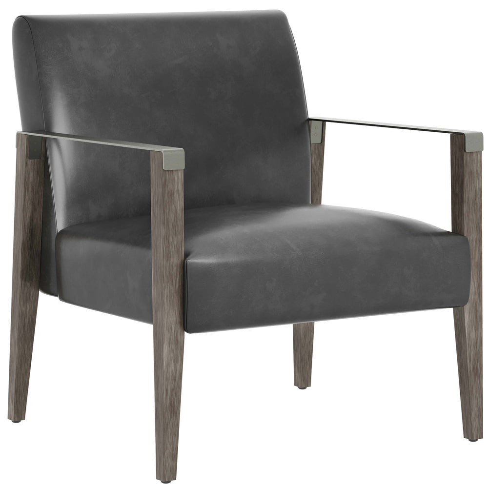 Earl Leather Chair, Brentwood Charcoal-Furniture - Chairs-High Fashion Home