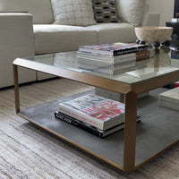 Shagreen Shadow Box Coffee Table, Brass