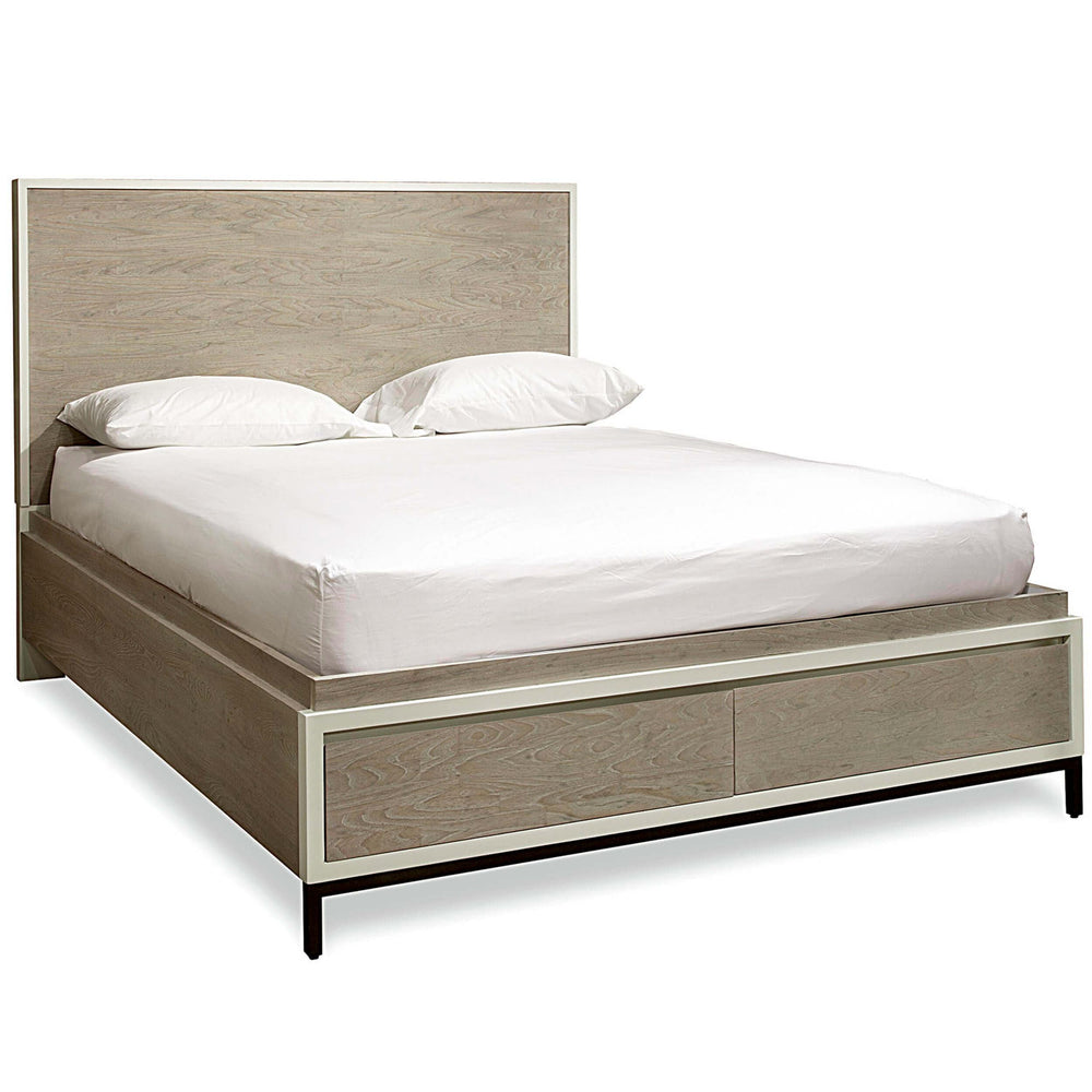 Spencer Queen Storage Bed, Gray/Parchment-Furniture - Bedroom-High Fashion Home