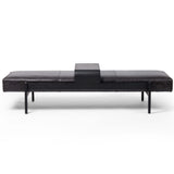 Fawkes Leather Bench, Brushed Ebony-Furniture - Chairs-High Fashion Home