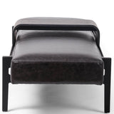 Fawkes Leather Bench, Brushed Ebony-Furniture - Chairs-High Fashion Home