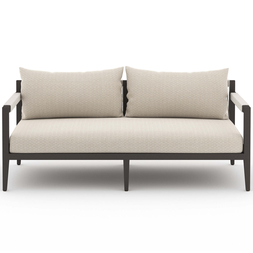 Sherwood 63" Outdoor Sofa, Faye Sand/Bronze-Furniture - Sofas-High Fashion Home