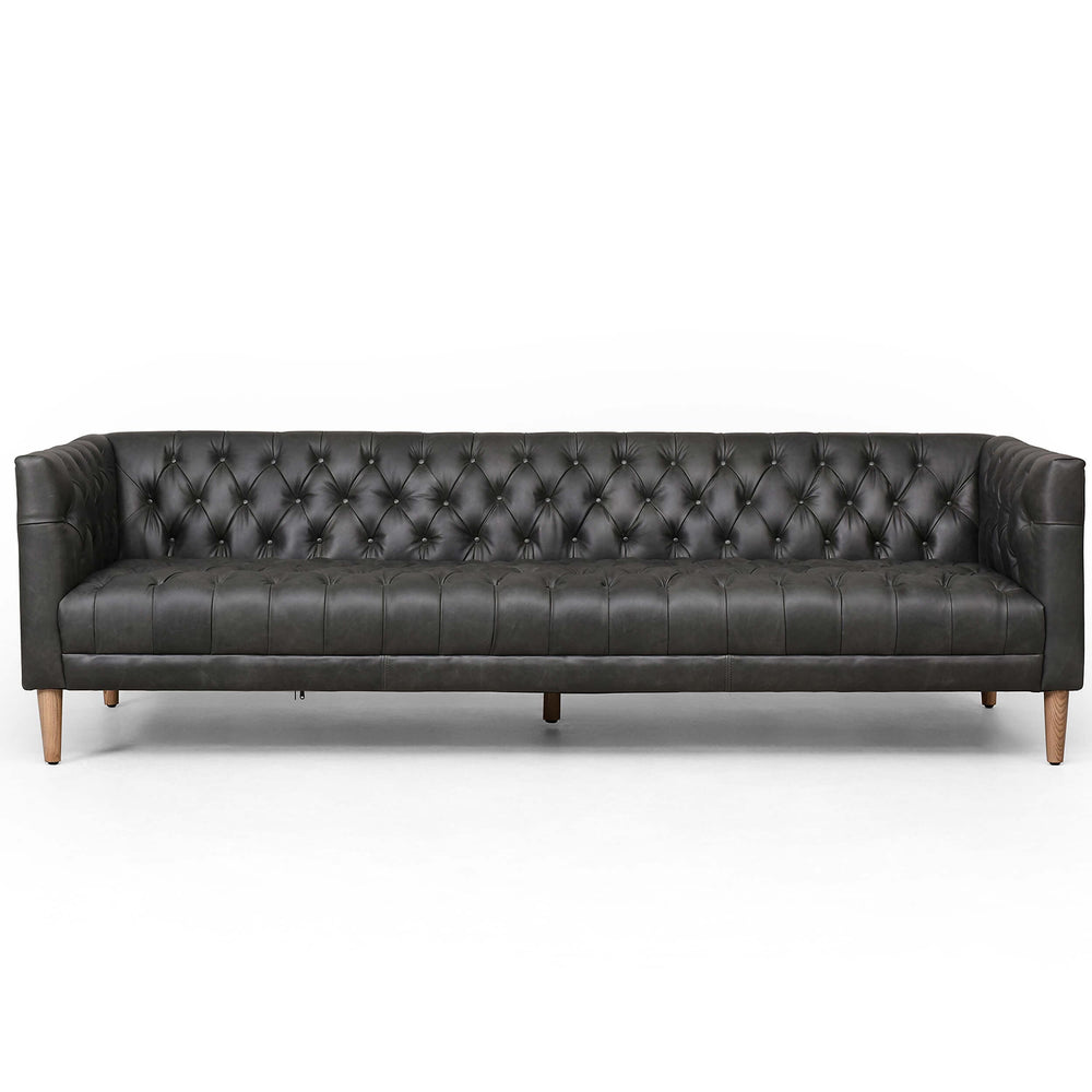 Williams Leather Sofa, Washed Ebony-High Fashion Home