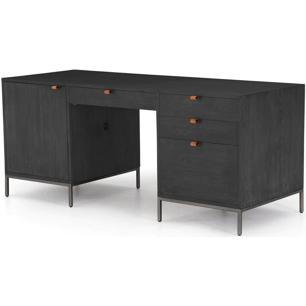 Trey Executive Desk, Black Wash-Furniture - Office-High Fashion Home