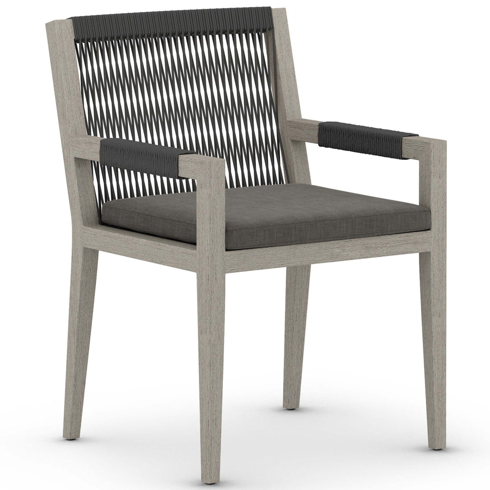 Sherwood Outdoor Dining Arm Chair, Charcoal/Weathered Grey-Furniture - Dining-High Fashion Home