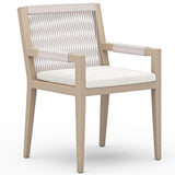 Sherwood Outdoor Dining Arm Chair, Natural Ivory/Washed Brown-Furniture - Dining-High Fashion Home