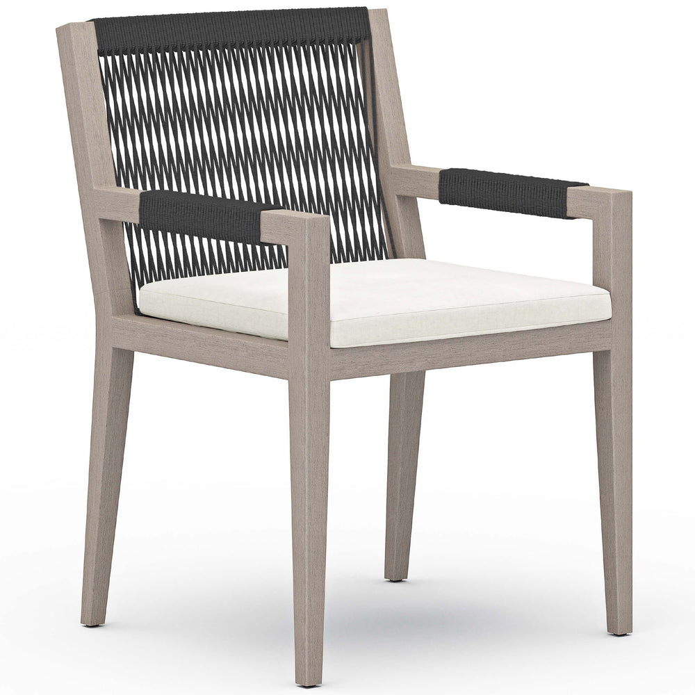 Sherwood Outdoor Dining Arm Chair, Natural Ivory/Weathered Grey-Furniture - Dining-High Fashion Home