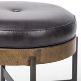 Edwyn Small Leather Ottoman, Sonoma Black-Furniture - Chairs-High Fashion Home