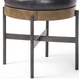 Edwyn Small Leather Ottoman, Sonoma Black-Furniture - Chairs-High Fashion Home