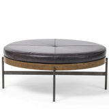 Edwyn Large Leather Ottoman, Sonoma Black-Furniture - Chairs-High Fashion Home