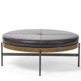 Edwyn Large Leather Ottoman, Sonoma Black-Furniture - Chairs-High Fashion Home