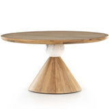 Bibianna Dining Table, Smoked Honey/White Marble-Furniture - Dining-High Fashion Home