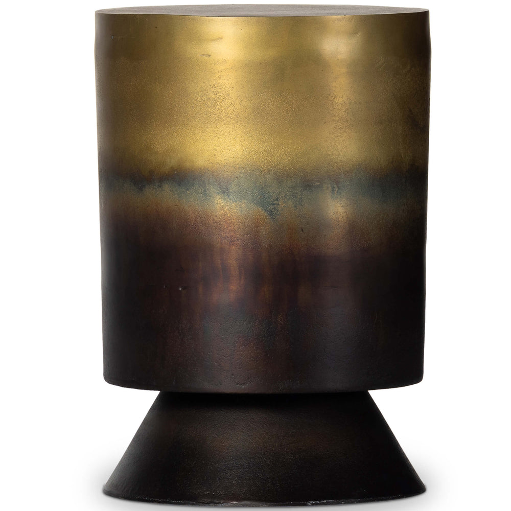 Antonella End Table, Rustic Brass