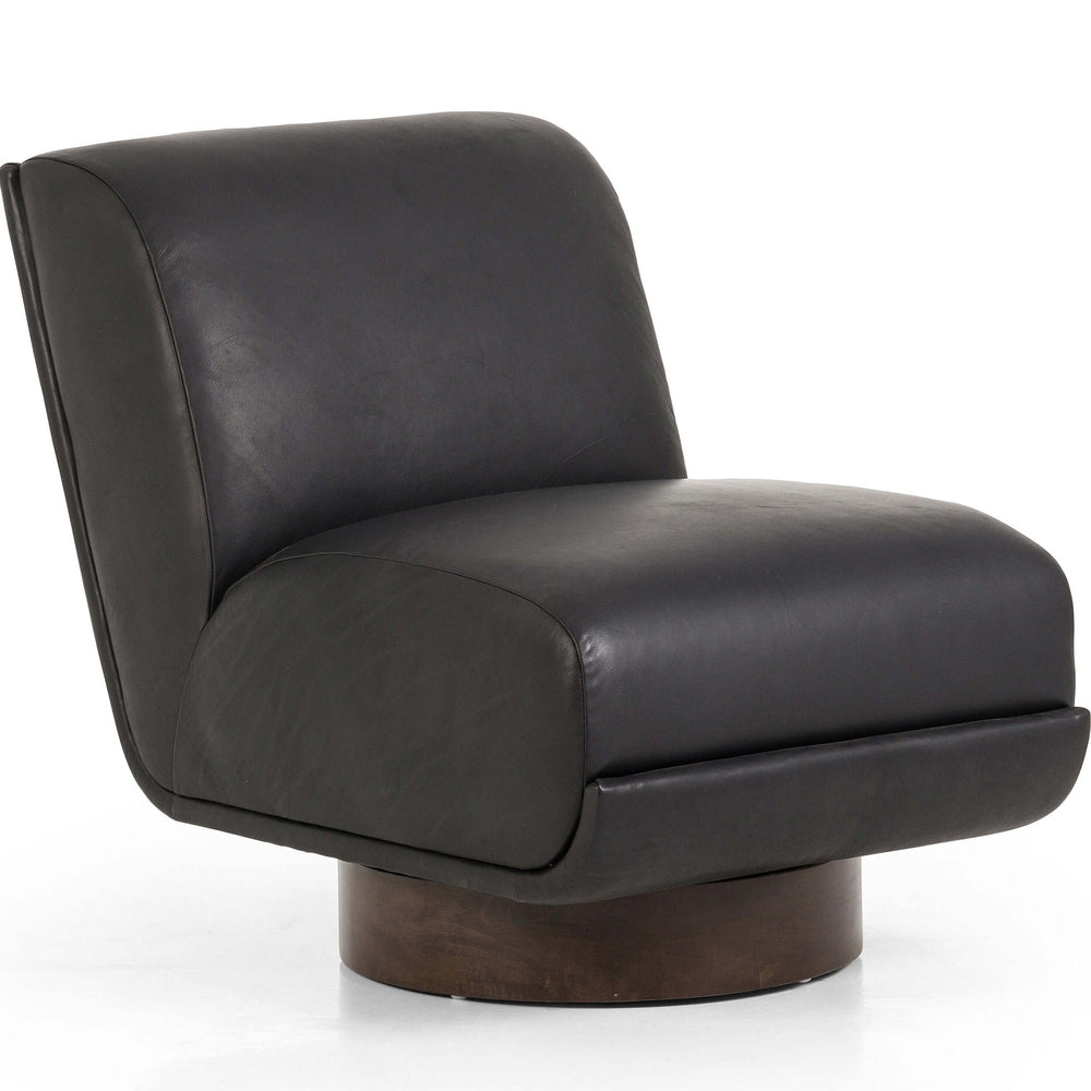 Bronwyn Leather Swivel Chair, Heirloom Black-Furniture - Chairs-High Fashion Home