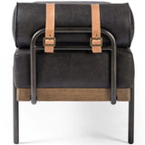 Giorgio Leather Bench, Rialto Ebony-Furniture - Chairs-High Fashion Home