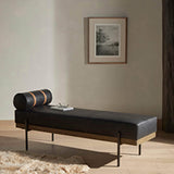 Giorgio Leather Bench, Rialto Ebony-Furniture - Chairs-High Fashion Home