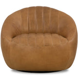 Audie Leather Swivel Chair, Heirloom Sienna-Furniture - Chairs-High Fashion Home