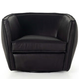 Rashi Leather Swivel Chair, Heirloom Black-Furniture - Chairs-High Fashion Home