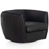 Rashi Leather Swivel Chair, Heirloom Black-Furniture - Chairs-High Fashion Home