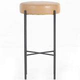 Nocona Leather Bar Stool, Tan Leather-Furniture - Dining-High Fashion Home