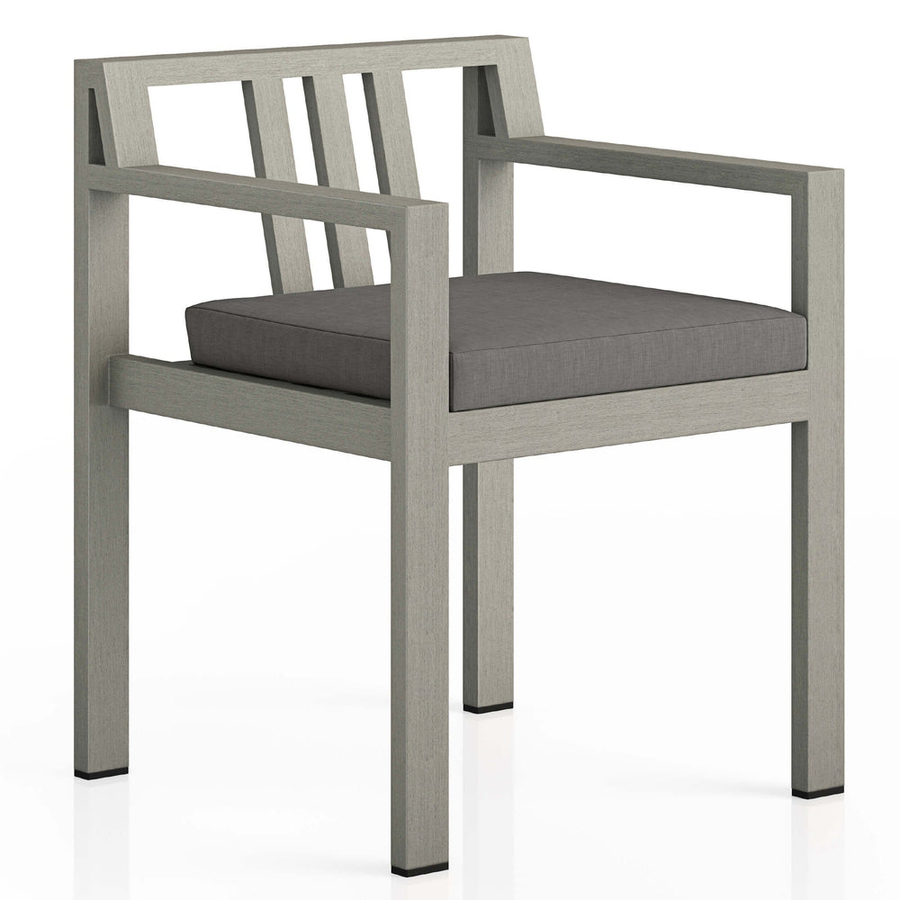 Monterey Outdoor Dining Armchair, Charcoal/Weathered Grey-Furniture - Dining-High Fashion Home