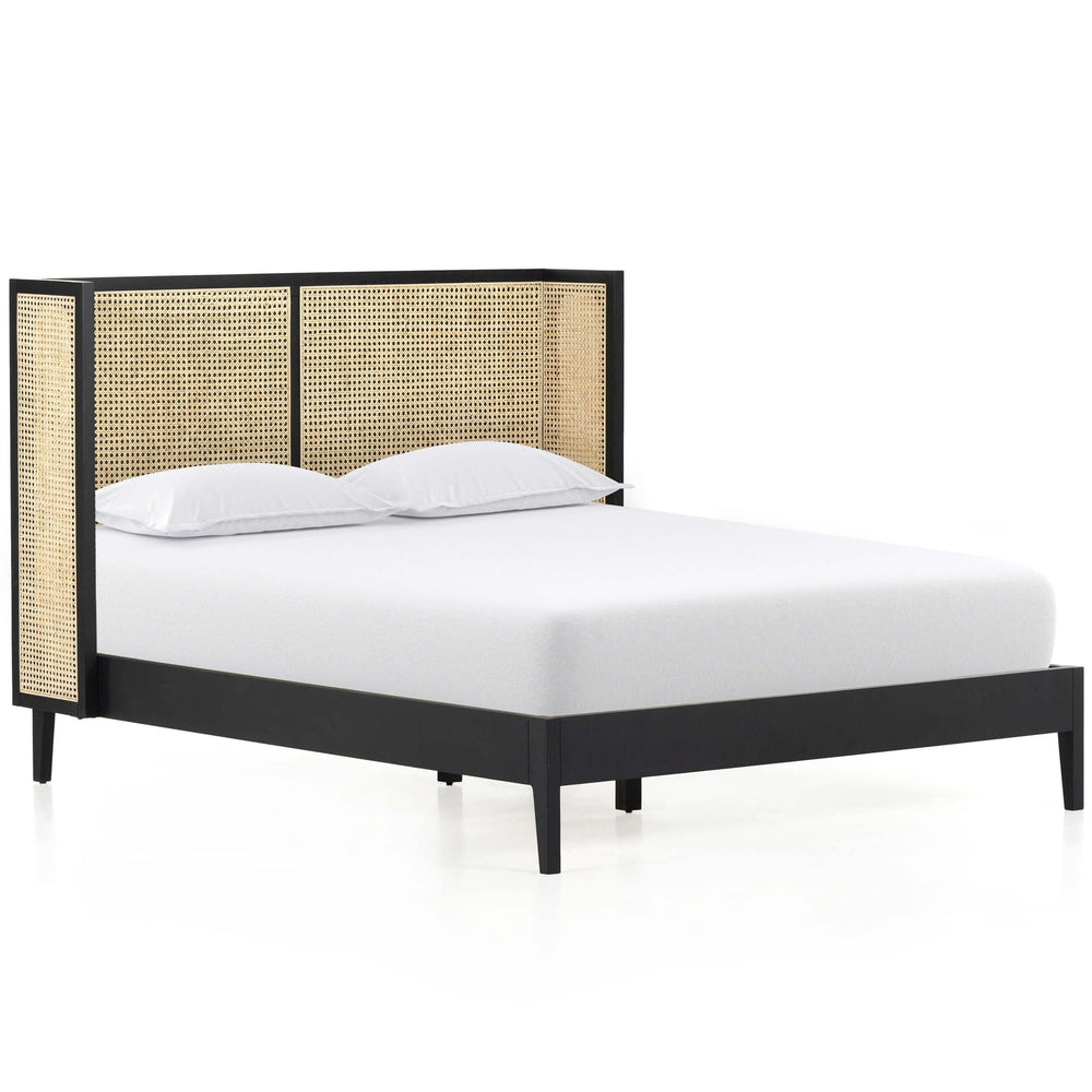 Antonia Cane Bed, Brushed Ebony-Furniture - Bedroom-High Fashion Home