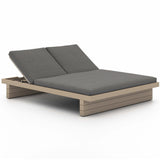 Leroy Outdoor Double Chaise, Charcoal/Washed Brown-Furniture - Chairs-High Fashion Home