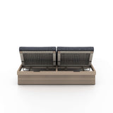 Leroy Outdoor Double Chaise, Faye Navy/Washed Brown-Furniture - Chairs-High Fashion Home