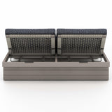 Leroy Outdoor Double Chaise, Faye Navy/Weathered Grey-Furniture - Chairs-High Fashion Home