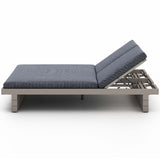 Leroy Outdoor Double Chaise, Faye Navy/Weathered Grey-Furniture - Chairs-High Fashion Home