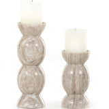 Kivu Pillard Candle Holder, Set of 2, Grey-Accessories-High Fashion Home