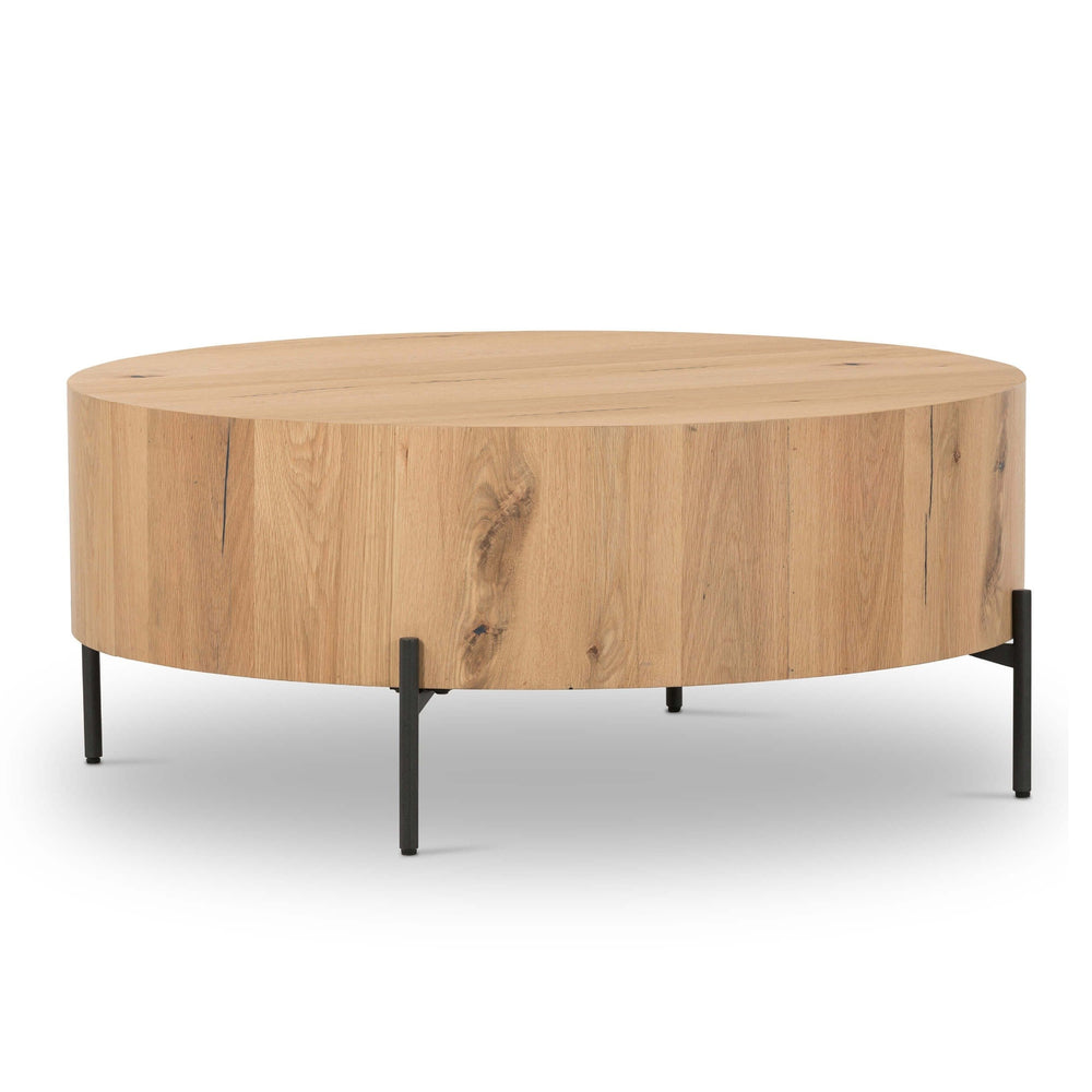 Eaton Drum Coffee Table, Light Oak Resin-High Fashion Home