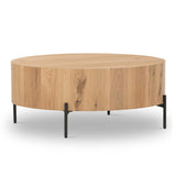 Eaton Drum Coffee Table, Light Oak Resin-High Fashion Home