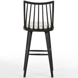 Lewis Windsor Bar Stool w/ Cream Shorn Sheepskin Cushion, Black Oak-Furniture - Dining-High Fashion Home