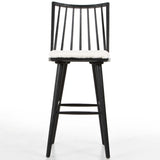 Lewis Windsor Bar Stool w/ Cream Shorn Sheepskin Cushion, Black Oak-Furniture - Dining-High Fashion Home