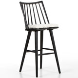 Lewis Windsor Bar Stool w/ Cream Shorn Sheepskin Cushion, Black Oak-Furniture - Dining-High Fashion Home