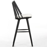 Lewis Windsor Bar Stool w/ Cream Shorn Sheepskin Cushion, Black Oak-Furniture - Dining-High Fashion Home