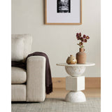 Neda End Table, Polished White Marble-High Fashion Home