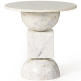 Neda End Table, Polished White Marble-High Fashion Home