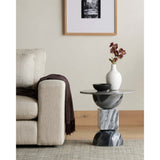 Neda End Table, Ebony Marble-Furniture - Accent Tables-High Fashion Home