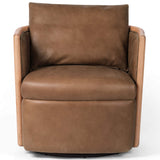 Newbury Leather Swivel Chair, Palermo Cognac-Furniture - Chairs-High Fashion Home