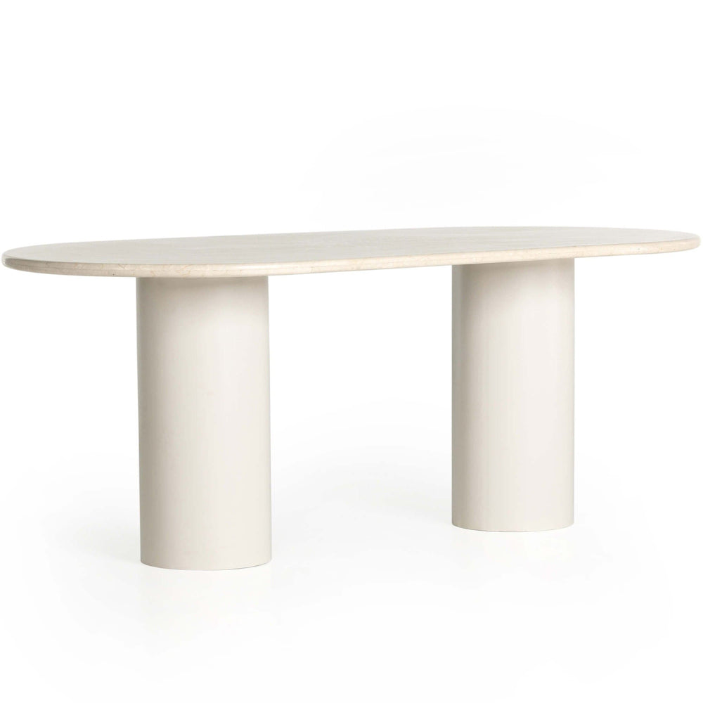 Belle Oval Dining Table, Cream Marble-High Fashion Home