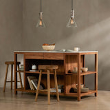 Indira Kitchen Island, Smoked Acacia-Furniture - Dining-High Fashion Home