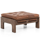 Halston Leather Ottoman, Heirloom Sienna