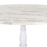 Lucy 60" Round Dining Table, White Marble/Nimbus White Base