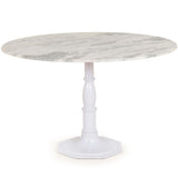 Lucy 60" Round Dining Table, White Marble/Nimbus White Base